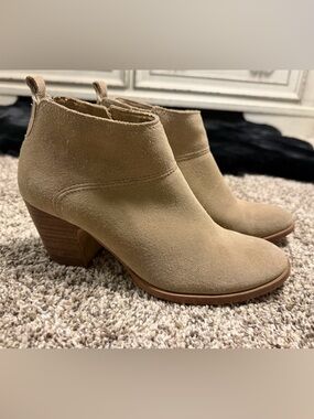 Ivanka Trump Suede Ankle Booties in Tan